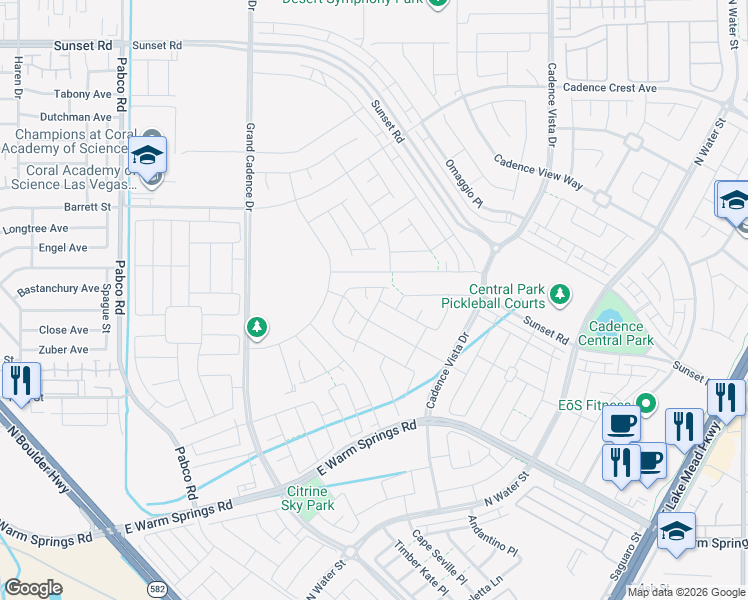 map of restaurants, bars, coffee shops, grocery stores, and more near 420 Desert Cadence Street in Henderson
