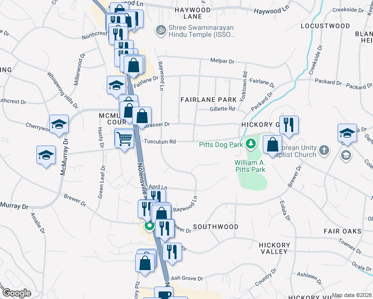 map of restaurants, bars, coffee shops, grocery stores, and more near 363 Tusculum Road in Nashville