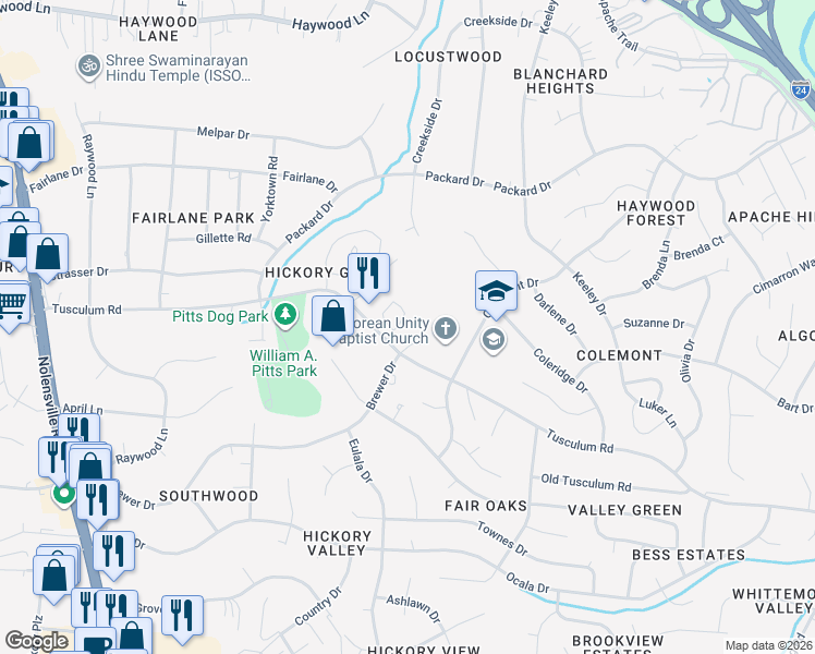 map of restaurants, bars, coffee shops, grocery stores, and more near 412 Claircrest Drive in Nashville