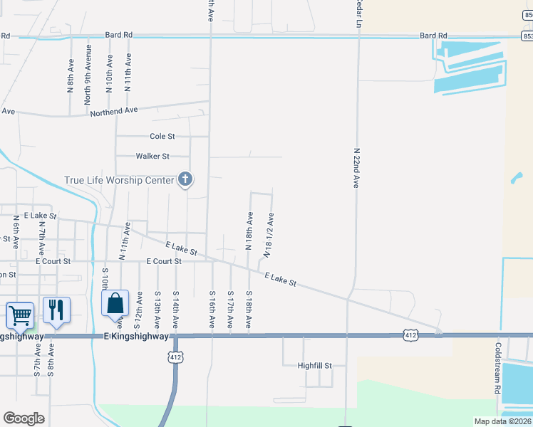 map of restaurants, bars, coffee shops, grocery stores, and more near 300 North 18 1/2 Avenue in Paragould