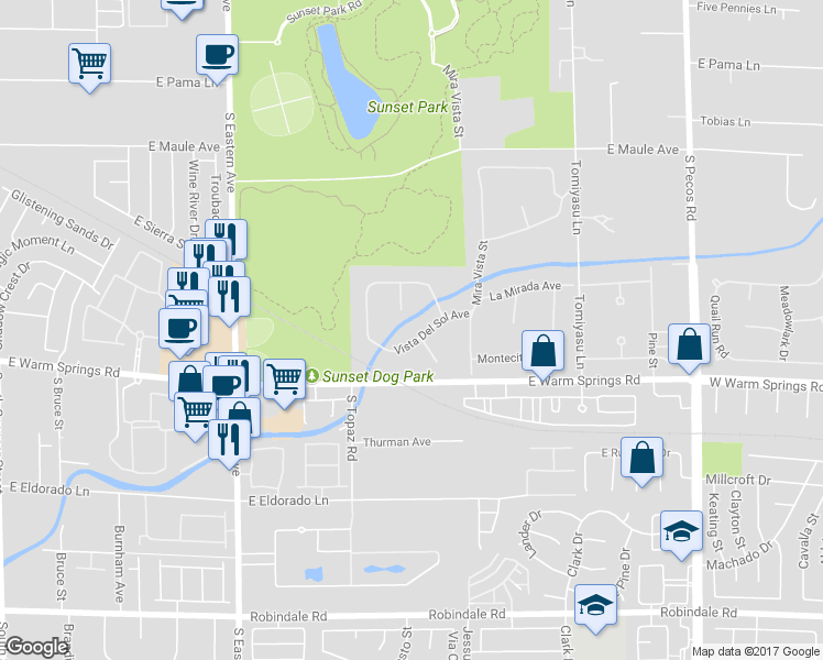 map of restaurants, bars, coffee shops, grocery stores, and more near 2816 Vista Del Sol Avenue in Las Vegas