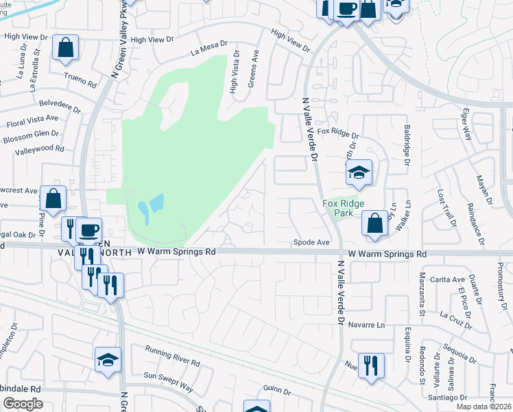 map of restaurants, bars, coffee shops, grocery stores, and more near 2050 West Warm Springs Road in Henderson