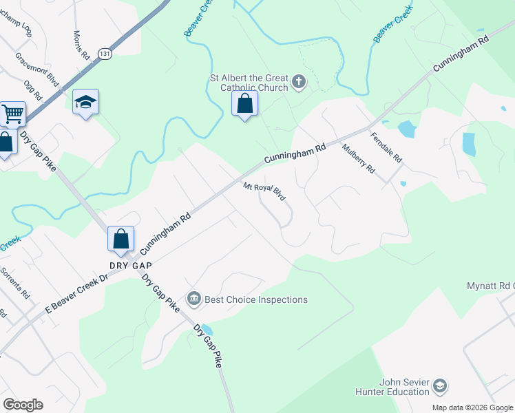 map of restaurants, bars, coffee shops, grocery stores, and more near 6913 Resolute Road in Knoxville