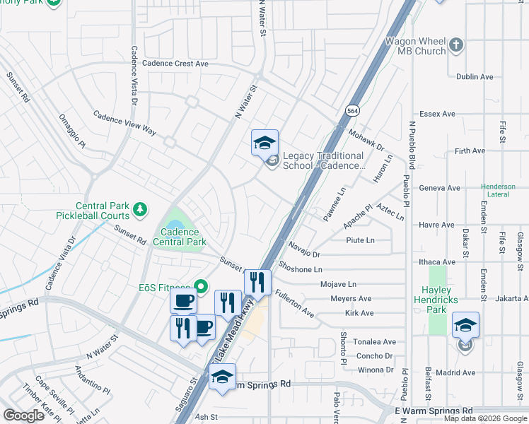 map of restaurants, bars, coffee shops, grocery stores, and more near 466 Aubade Court in Henderson