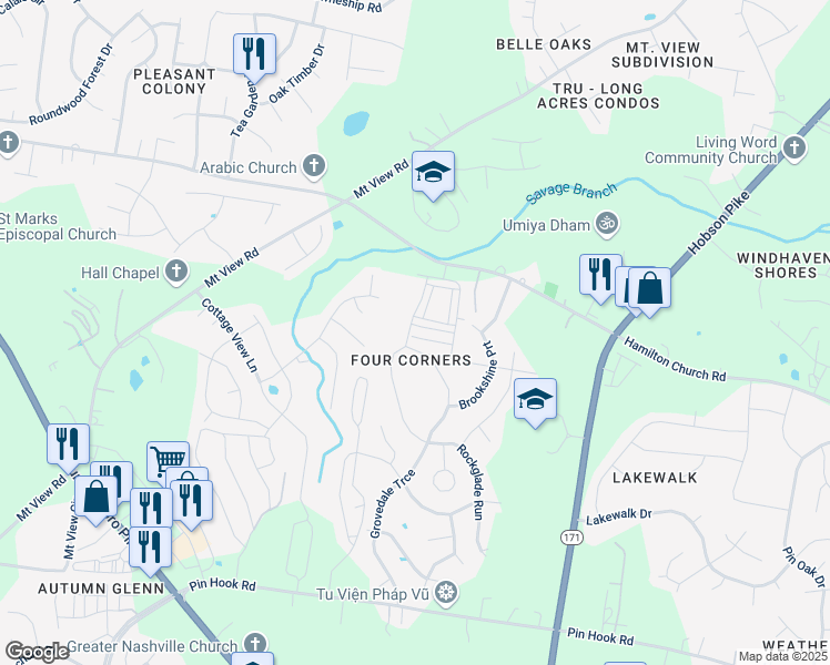 map of restaurants, bars, coffee shops, grocery stores, and more near in Nashville