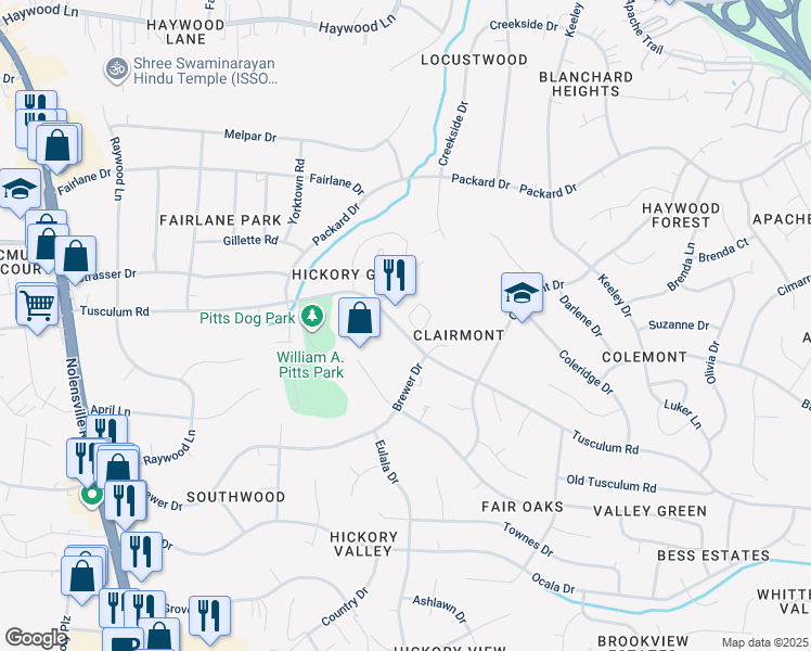 map of restaurants, bars, coffee shops, grocery stores, and more near 452 Claircrest Drive in Nashville