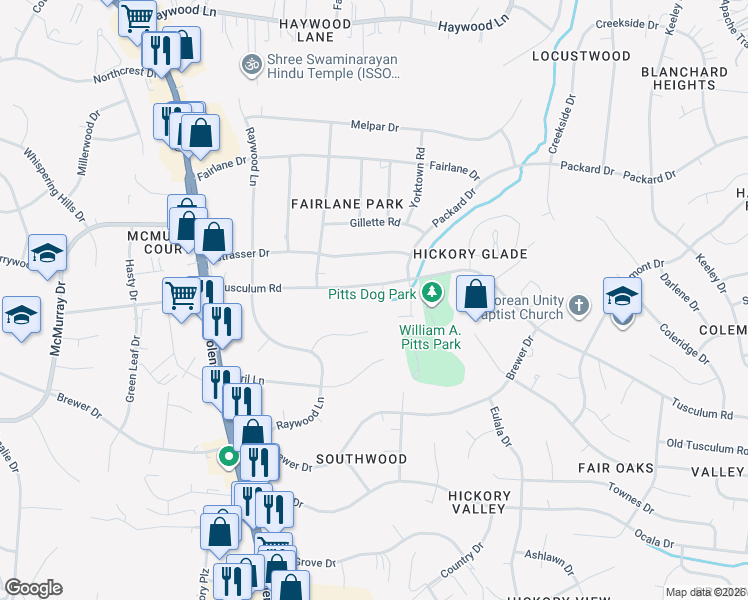 map of restaurants, bars, coffee shops, grocery stores, and more near 353 Tusculum Road in Nashville