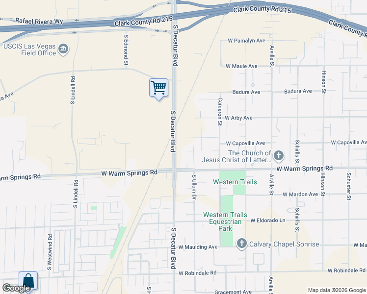map of restaurants, bars, coffee shops, grocery stores, and more near 7215 South Ullom Drive in Las Vegas