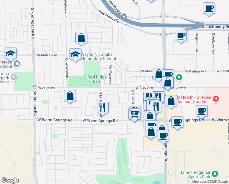map of restaurants, bars, coffee shops, grocery stores, and more near 8954 Flying Frog Avenue in Las Vegas