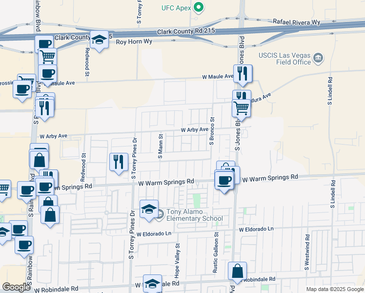 map of restaurants, bars, coffee shops, grocery stores, and more near 6255 West Arby Avenue in Las Vegas