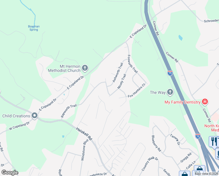 map of restaurants, bars, coffee shops, grocery stores, and more near 8206 Huntsman Court in Powell