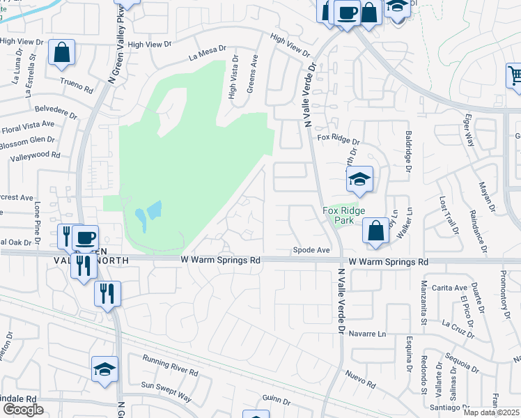 map of restaurants, bars, coffee shops, grocery stores, and more near 2050 West Warm Springs Road in Henderson