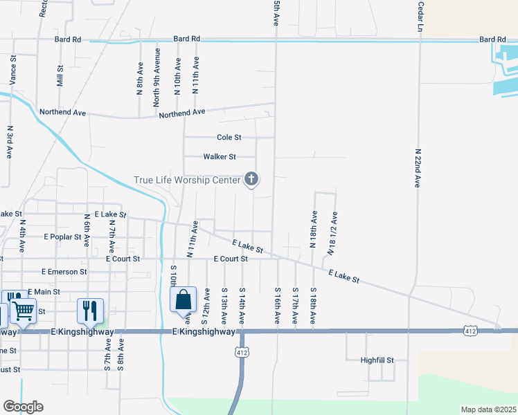 map of restaurants, bars, coffee shops, grocery stores, and more near 403 North 14th Avenue in Paragould