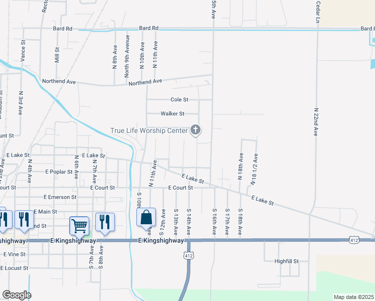 map of restaurants, bars, coffee shops, grocery stores, and more near 401 North 13th Avenue in Paragould