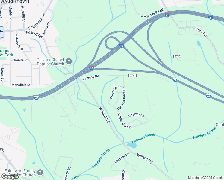 map of restaurants, bars, coffee shops, grocery stores, and more near 2236 Crest Hill Drive in Winston-Salem
