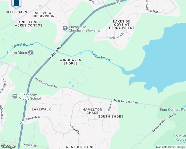 map of restaurants, bars, coffee shops, grocery stores, and more near 3613 Shorewind Bay in Nashville