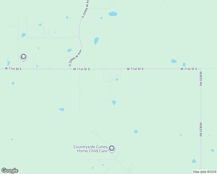map of restaurants, bars, coffee shops, grocery stores, and more near 20480 West 71st Street South in Sand Springs