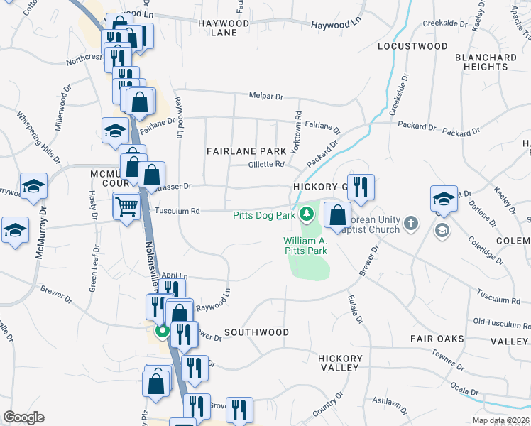 map of restaurants, bars, coffee shops, grocery stores, and more near 353 Tusculum Road in Nashville