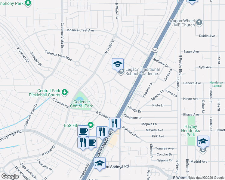 map of restaurants, bars, coffee shops, grocery stores, and more near 457 Cadence View Way in Henderson