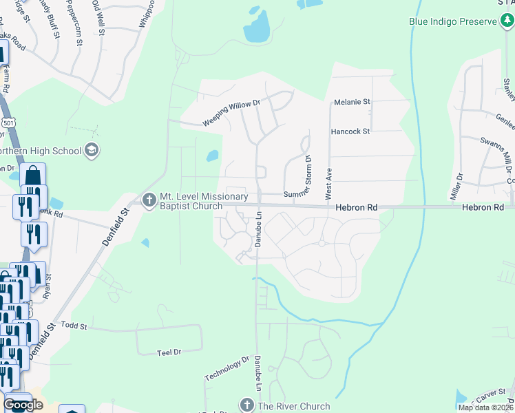 map of restaurants, bars, coffee shops, grocery stores, and more near 1008 Briar Rose Lane in Durham