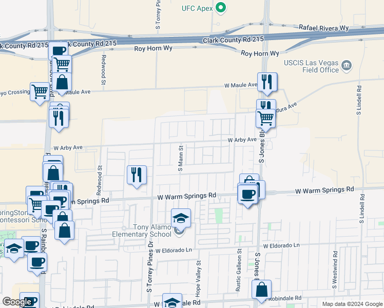 map of restaurants, bars, coffee shops, grocery stores, and more near 6255 West Arby Avenue in Las Vegas