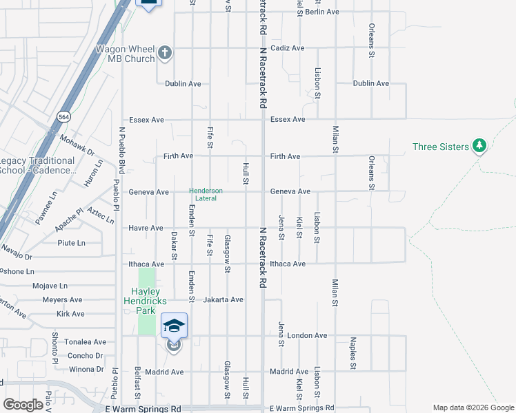 map of restaurants, bars, coffee shops, grocery stores, and more near 1004 Havre Avenue in Henderson