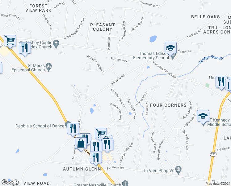map of restaurants, bars, coffee shops, grocery stores, and more near 1200 Coldfield Court in Nashville