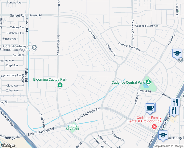 map of restaurants, bars, coffee shops, grocery stores, and more near 98 Golden Aria Avenue in Henderson
