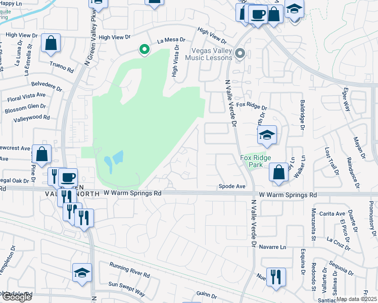map of restaurants, bars, coffee shops, grocery stores, and more near 2050 West Warm Springs Road in Henderson