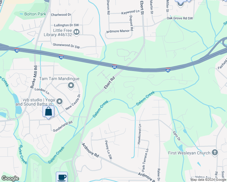 map of restaurants, bars, coffee shops, grocery stores, and more near 1918 Chateau Ridge Drive in Winston-Salem