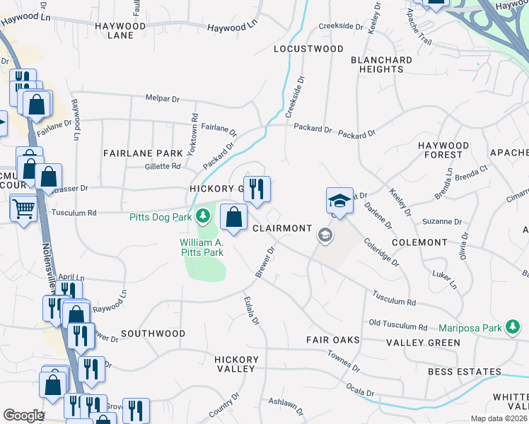 map of restaurants, bars, coffee shops, grocery stores, and more near 452 Claircrest Drive in Nashville