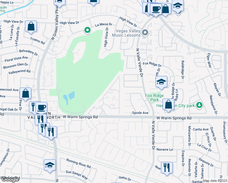 map of restaurants, bars, coffee shops, grocery stores, and more near 2050 West Warm Springs Road in Henderson