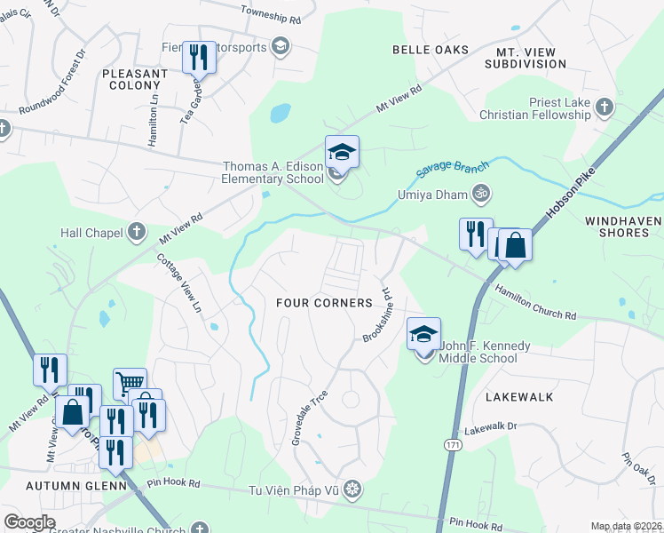 map of restaurants, bars, coffee shops, grocery stores, and more near in Nashville