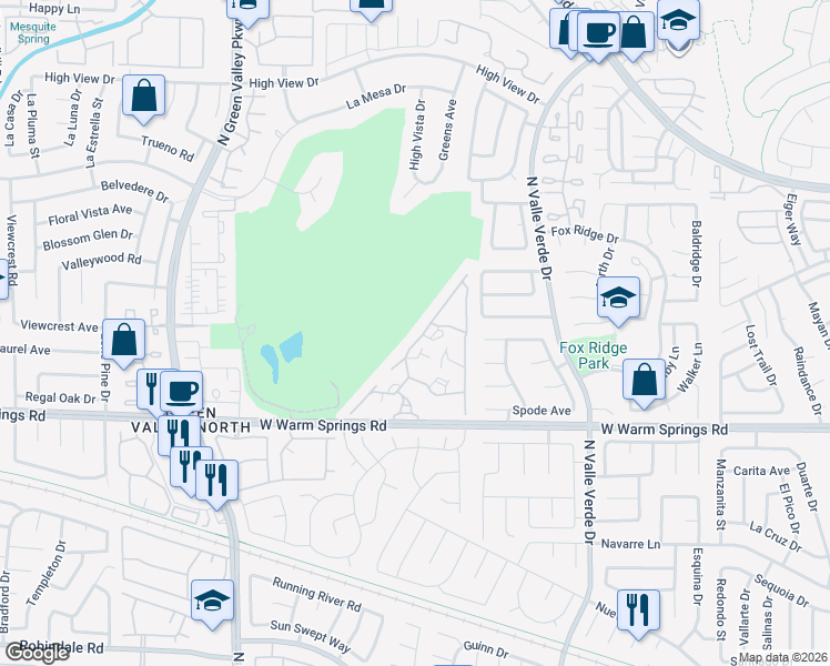 map of restaurants, bars, coffee shops, grocery stores, and more near 451 Indigo Springs Street in Henderson
