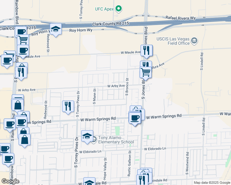 map of restaurants, bars, coffee shops, grocery stores, and more near 6266 Jackson Spring Road in Las Vegas