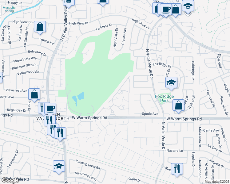 map of restaurants, bars, coffee shops, grocery stores, and more near 451 Indigo Springs Street in Henderson