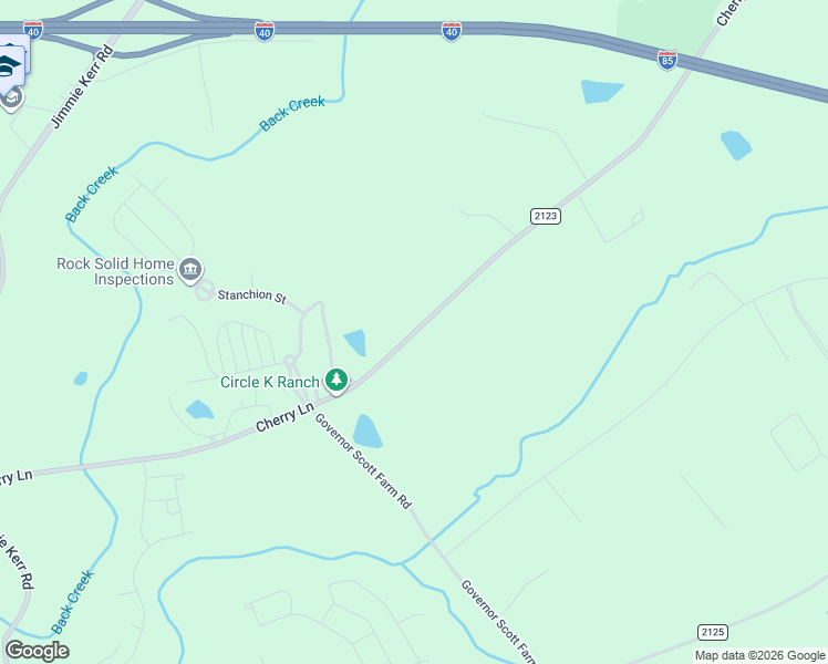 map of restaurants, bars, coffee shops, grocery stores, and more near 2056 Cherry Lane in Mebane