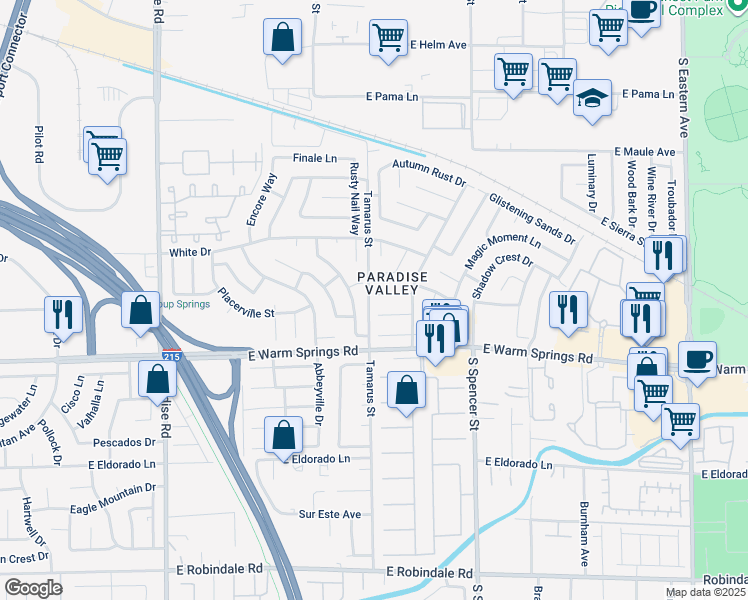 map of restaurants, bars, coffee shops, grocery stores, and more near 1507 Champagne Circle in Las Vegas