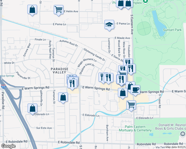 map of restaurants, bars, coffee shops, grocery stores, and more near 7178 Nordic Lights Drive in Las Vegas