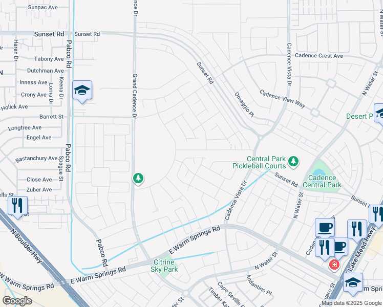 map of restaurants, bars, coffee shops, grocery stores, and more near 65 Ella Ashman Avenue in Henderson