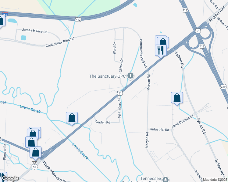 map of restaurants, bars, coffee shops, grocery stores, and more near 1800 Ozment Road in Dyersburg