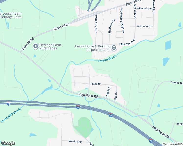 map of restaurants, bars, coffee shops, grocery stores, and more near 4065 Glen Landing Lane in Winston-Salem