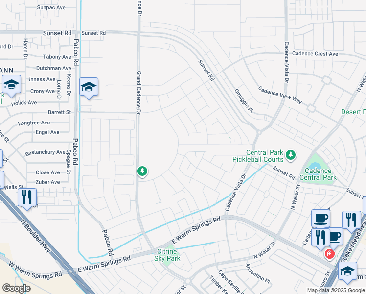 map of restaurants, bars, coffee shops, grocery stores, and more near 65 Ella Ashman Avenue in Henderson