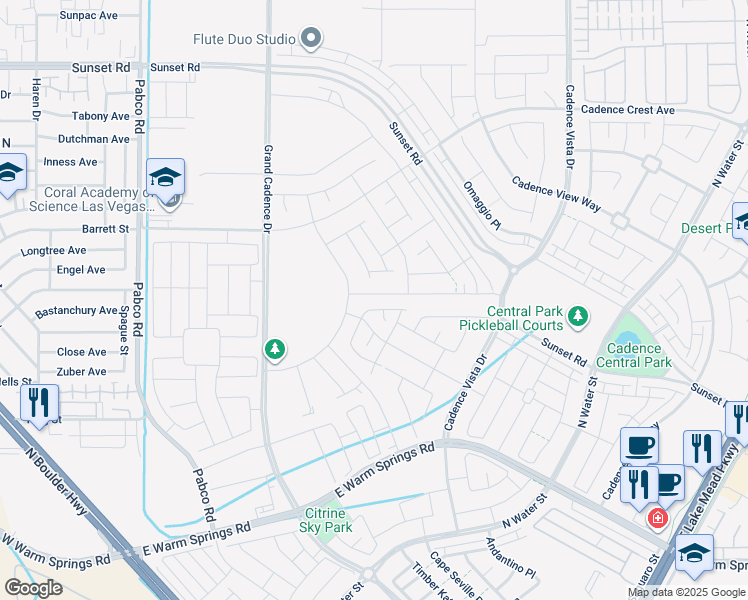 map of restaurants, bars, coffee shops, grocery stores, and more near 77 Ella Ashman Avenue in Henderson