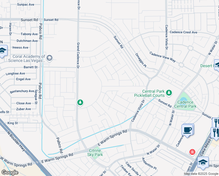 map of restaurants, bars, coffee shops, grocery stores, and more near 77 Ella Ashman Avenue in Henderson