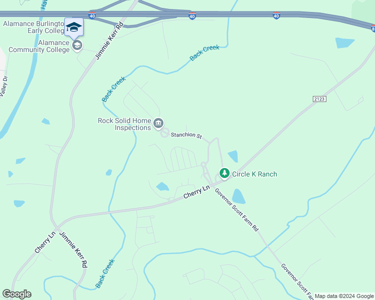 map of restaurants, bars, coffee shops, grocery stores, and more near Jersey Street in Graham