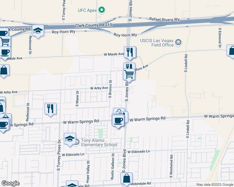 map of restaurants, bars, coffee shops, grocery stores, and more near 6124 China Bend Road in Las Vegas