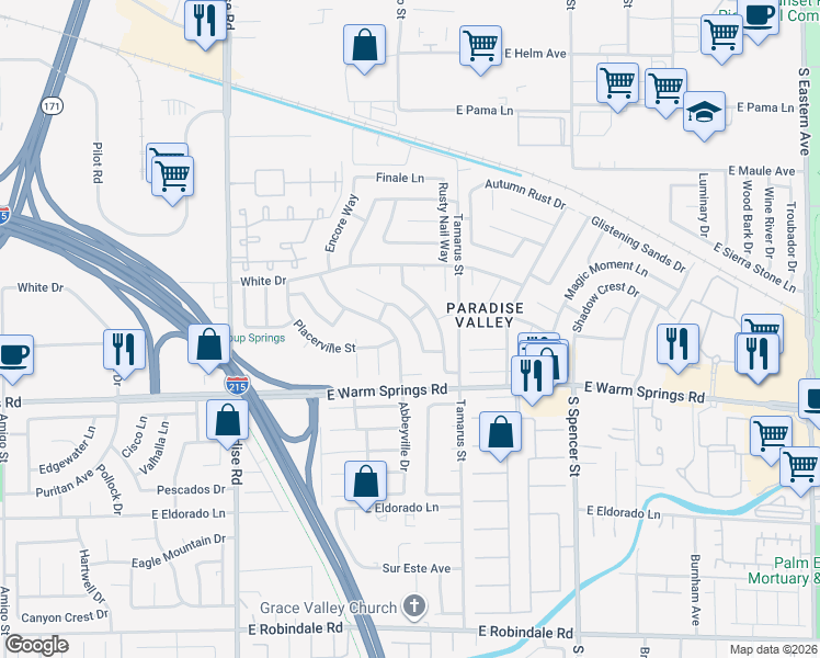 map of restaurants, bars, coffee shops, grocery stores, and more near 7136 Sawtooth Drive in Las Vegas