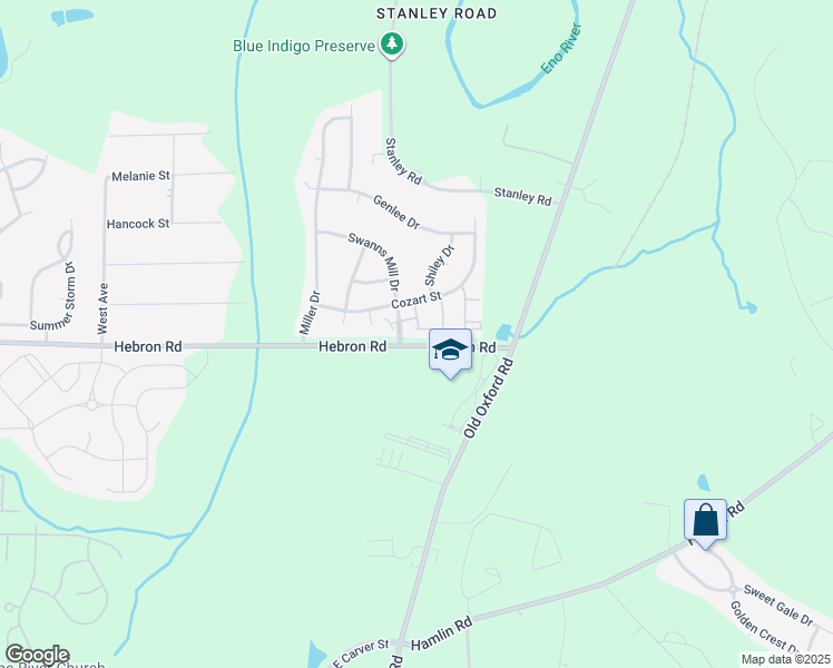 map of restaurants, bars, coffee shops, grocery stores, and more near 1304 Cozart Street in Durham