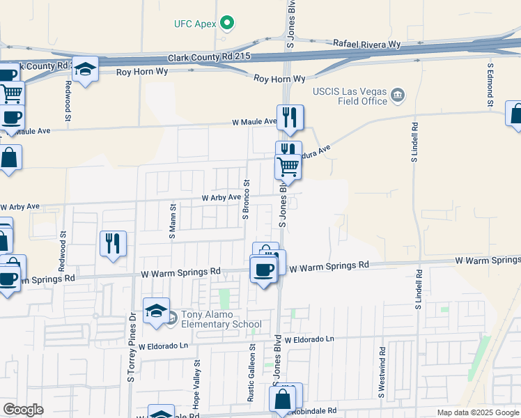 map of restaurants, bars, coffee shops, grocery stores, and more near 6124 China Bend Road in Las Vegas
